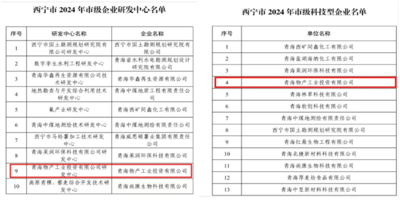 工投公司被西寧市科學技術局評定為西寧市科技型企業(yè)和西寧市企業(yè)研發(fā)中心