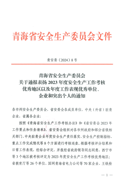 喜報(bào)！2023年度安全生產(chǎn)工作優(yōu)秀企業(yè)和突出個(gè)人名單揭曉！