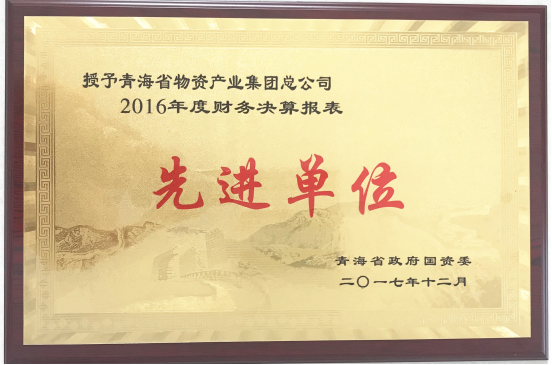 青海物產(chǎn)集團榮獲“2016年度財務(wù)決算報表先進單位”稱號